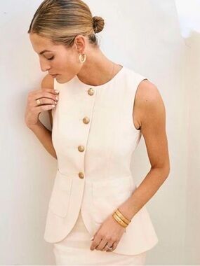 NWT Antonio Melani x M.G. Style Sophia Linen Blend Gold Shell Vest Top